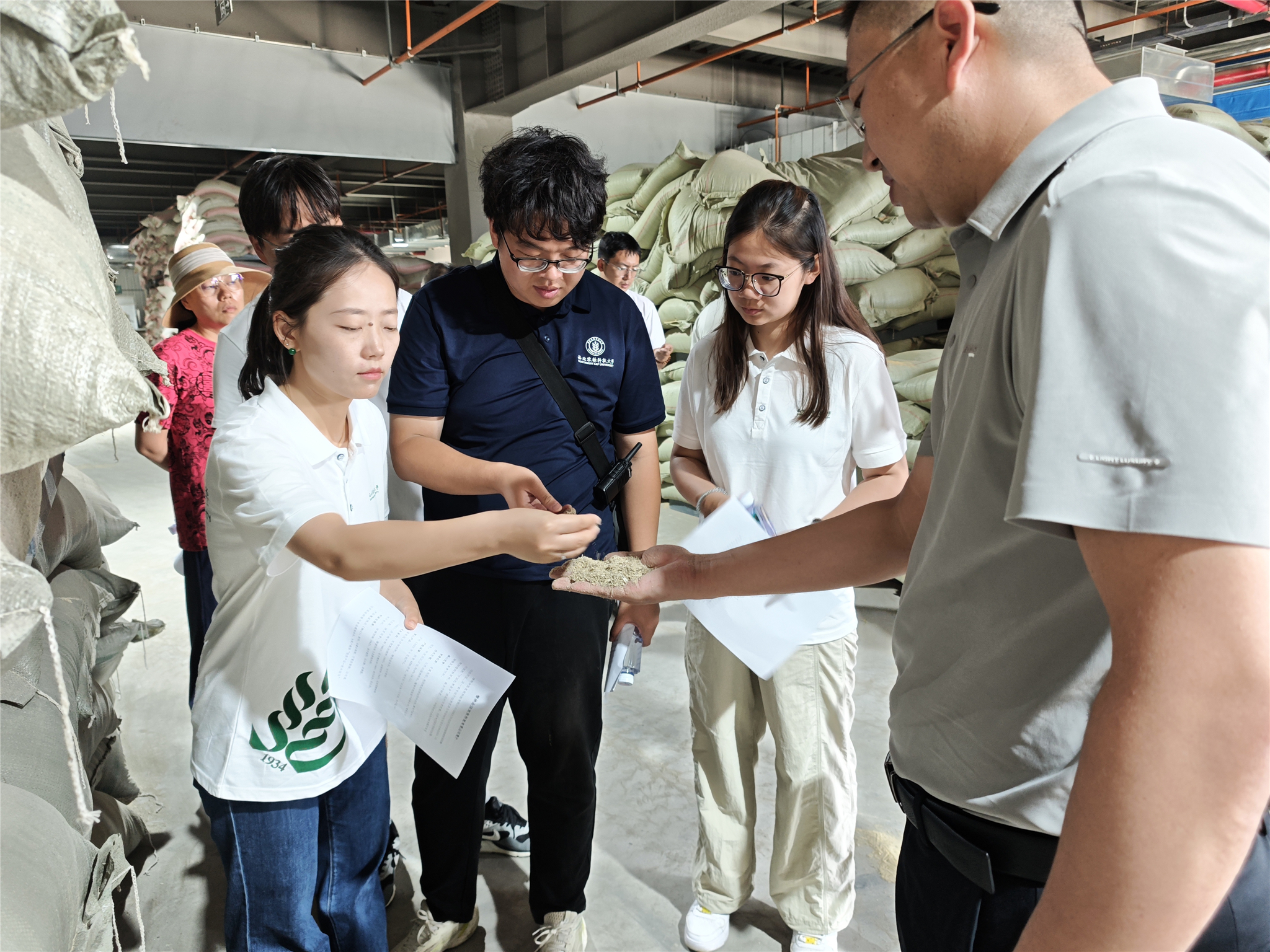 图片一 队员们查看饲料原料储备情况.jpg